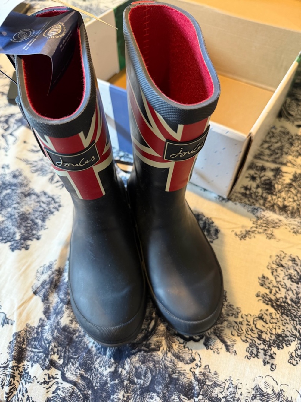 Joules Kids Rain Boots with Union Jack Accent